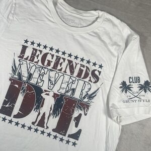 Grunt Style Club T Shirt‎ Mens Size XL White Short Sleeve Legends Never Die